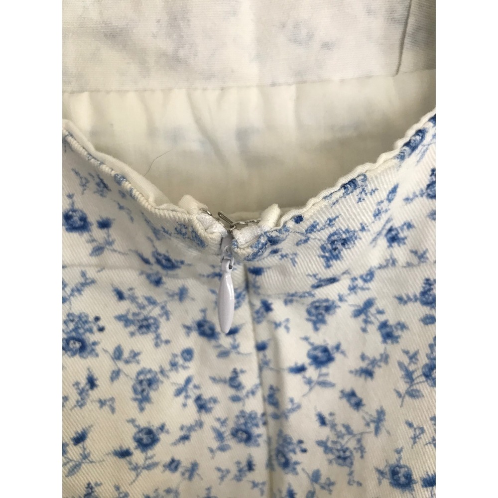 Forever 21 Blue Floral Puff Sleeve Open Back Mini Dress Womens Size Medium - Picture 5 of 6